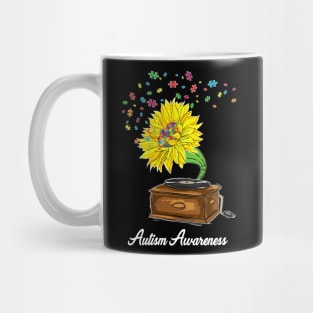 Autism Awareness Sunflower Music Box Mug